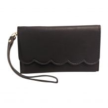 The Coral Palms® Scarlett Scalloped Wristlet Wallet - RAVEN BLACK - CLOSEOUT