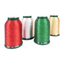 KingStar Metallic Embroidery Thread - 1000m Spools - 4 Color Holiday Quartet Pack